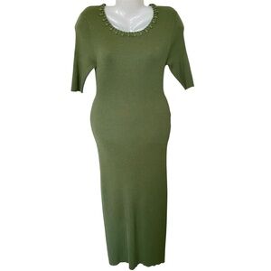 Camila Coelho Olive green ribbed knit Dress size L